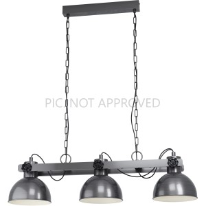 Eglo Pendelleuchte Lubenham, 3-flammig, Nickel, aus antikem Stahl für Wohn- und Schlafzimmer.
