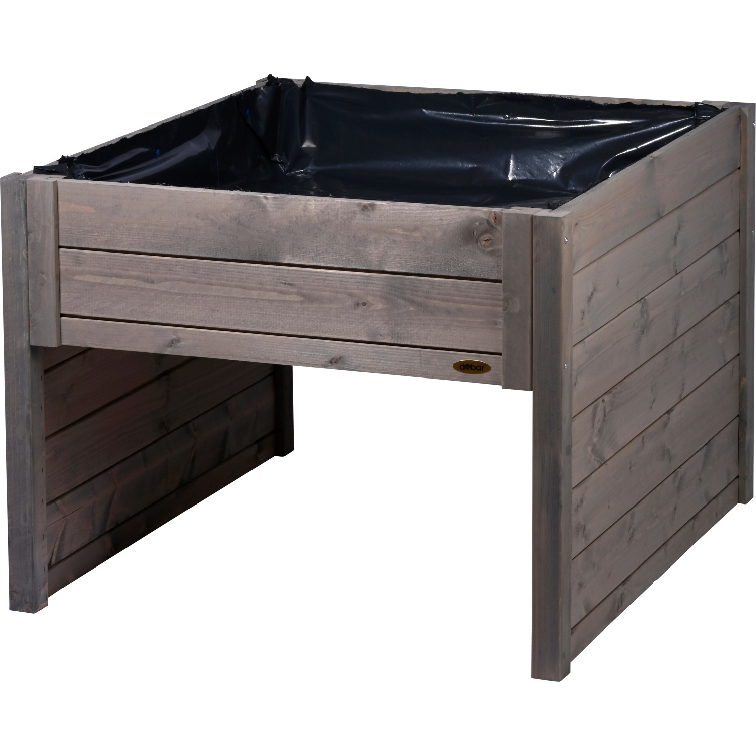 Dobar Mährobotergarage mit Pflanzkasten, grau, aus Holz. Bietet Schutz und Platz für Bepflanzung.