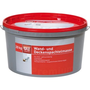 Eimer Ulz Wand- und Deckenspachtelmasse, weiß, 20 kg. Für Innenräume, gebrauchsfertig.