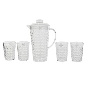 Kanne 2 l inkl. 4 Gläsern Kunststoff Transparent