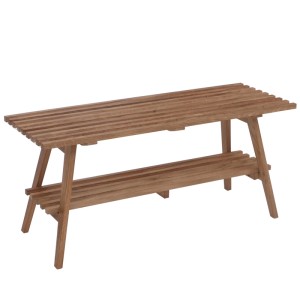 Garderobenbank P56 aus Eiche Massivholz, 45x100x35cm mit Ablage für Schuhe.