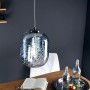 LUCE Design Pendelleuchte Nereide, blaues Glas mit Wellenmuster, höhenverstellbar.