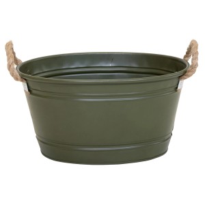 M Collections Zinkwanne Beat Oval Rope 22 cm x 30 cm x 43 cm Olivengrün