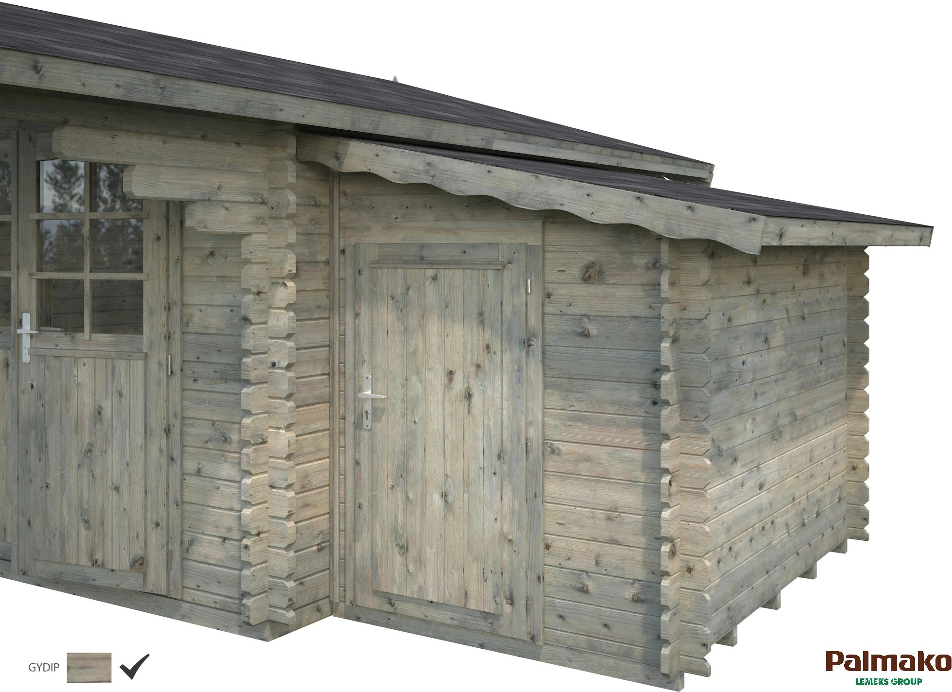Palmako Anbauschuppen für HolzGartenhäuser Grau tauchgrundiert 153 cm