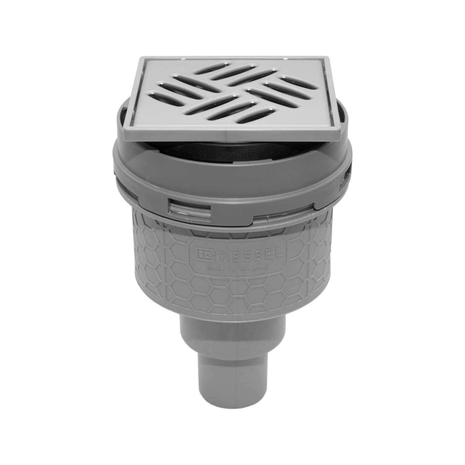 Rechteckiges, verfliesbares Duschelement mit senkrechtem Ablauf (100x100 cm).