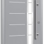 Graue Splendoor Sicherheits-Haustür Berlin Prime RC2 mit Edelstahlgriff und Glaseinsatz.