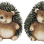 Dekorative Igel Figuren, braun-rot, 2-fach sortiert, je mit Apfel oder Pilz, 14x13x11cm.