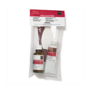 HARO Spezialkitt Wenge Set: Kitt, Lack, Spachtel und Schleifpapier für Parkett und Laminat.