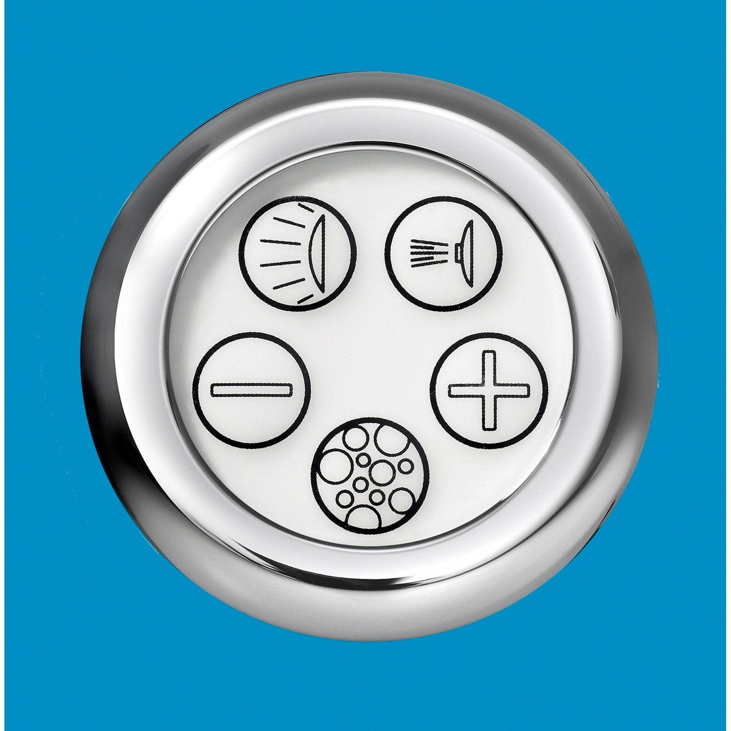 Bedienelement für Ottofond Atlanta Whirlpool: Licht, Düsen, Intensität, Luftsystem.