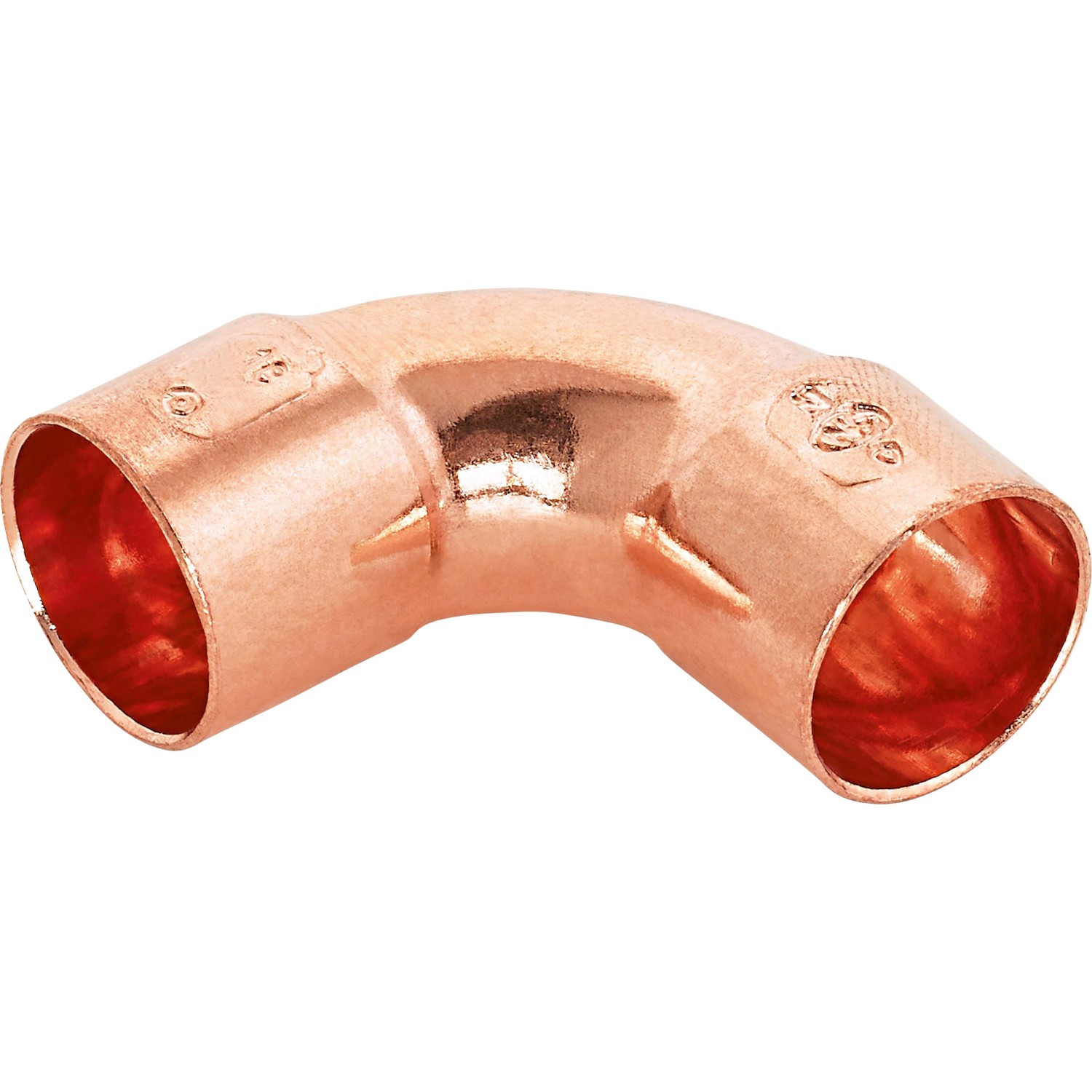 Kupfer Löt-Bogen Ø 18 mm, 90 Grad Winkel für Kupferrohr Installation.