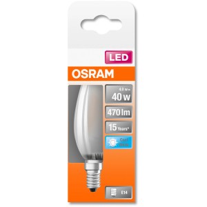 Osram LED E14 Kerzenlampe, 4W, neutralweiß, 470lm, 10x3,5cm im Karton.