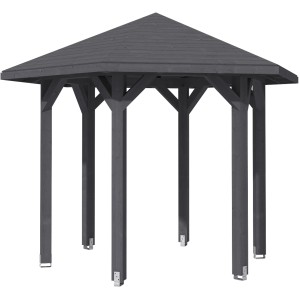 Skan Holz Pavillon Nancy, schiefergrau, 360x312 cm. Gartenlaube aus Leimholz mit massivem Dach.