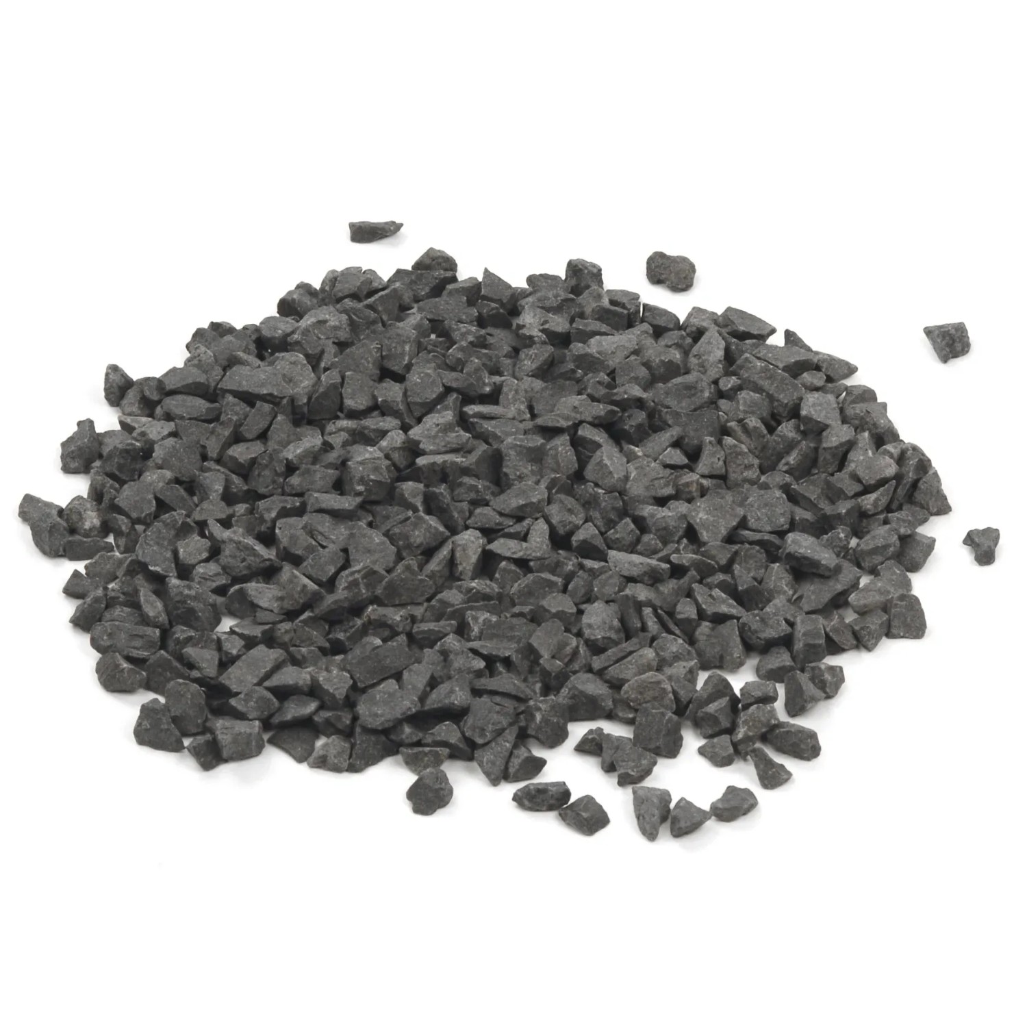 Basaltsplitt Anthrazit, 2-5 mm Körnung, 25 kg Sack. Zierkies für Gartenwege und mehr.