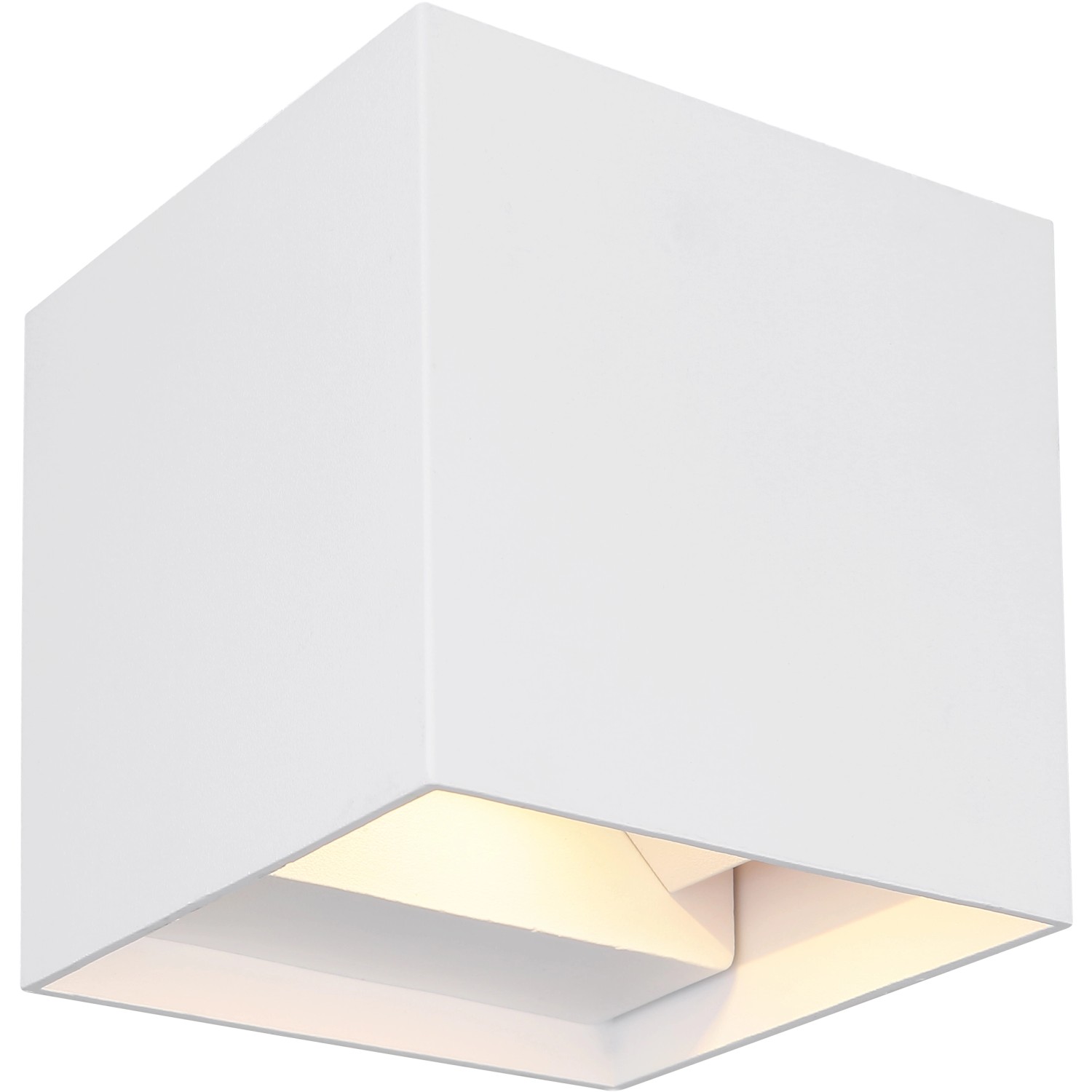 Weiße, moderne LED-Außenleuchte Veronika von Globo, 100x100mm, für Wandmontage im Außenbereich.