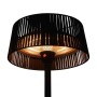 Schwarzer freistehender Terrassenheizer Zen mit leuchtenden Halogen-Heizelementen. Ideal für Terrassen & überdachte Bereiche.