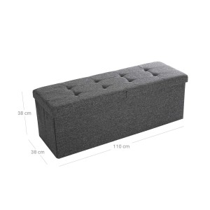 Songmics Sitzbank Dunkelgrau, 38x110x38cm, mit Stauraum. Schuhbank mit Klappdeckel.