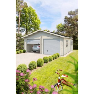 Palmako Holzgarage Roger mit Sektionaltor Natur 575 cm x 510 cm