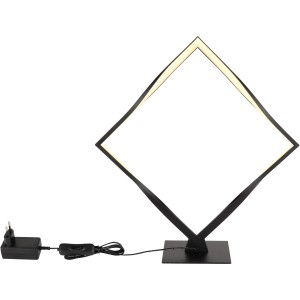 Moderne LED-Tischlampe in Schwarz matt mit quadratischem Leuchtrahmen für stimmungsvolles Licht.