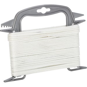 Weißes Flechtseil Basic aus Polyester, 3 mm Durchmesser, auf Spule.