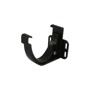 Verstellbarer, brauner Marley Duplex Rinnenhalter RG 80 für Kunststoff-Dachrinnen.