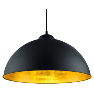 Schwarze Trio Pendelleuchte mit goldfarbener Innenseite, modernes Design für Wohnräume.