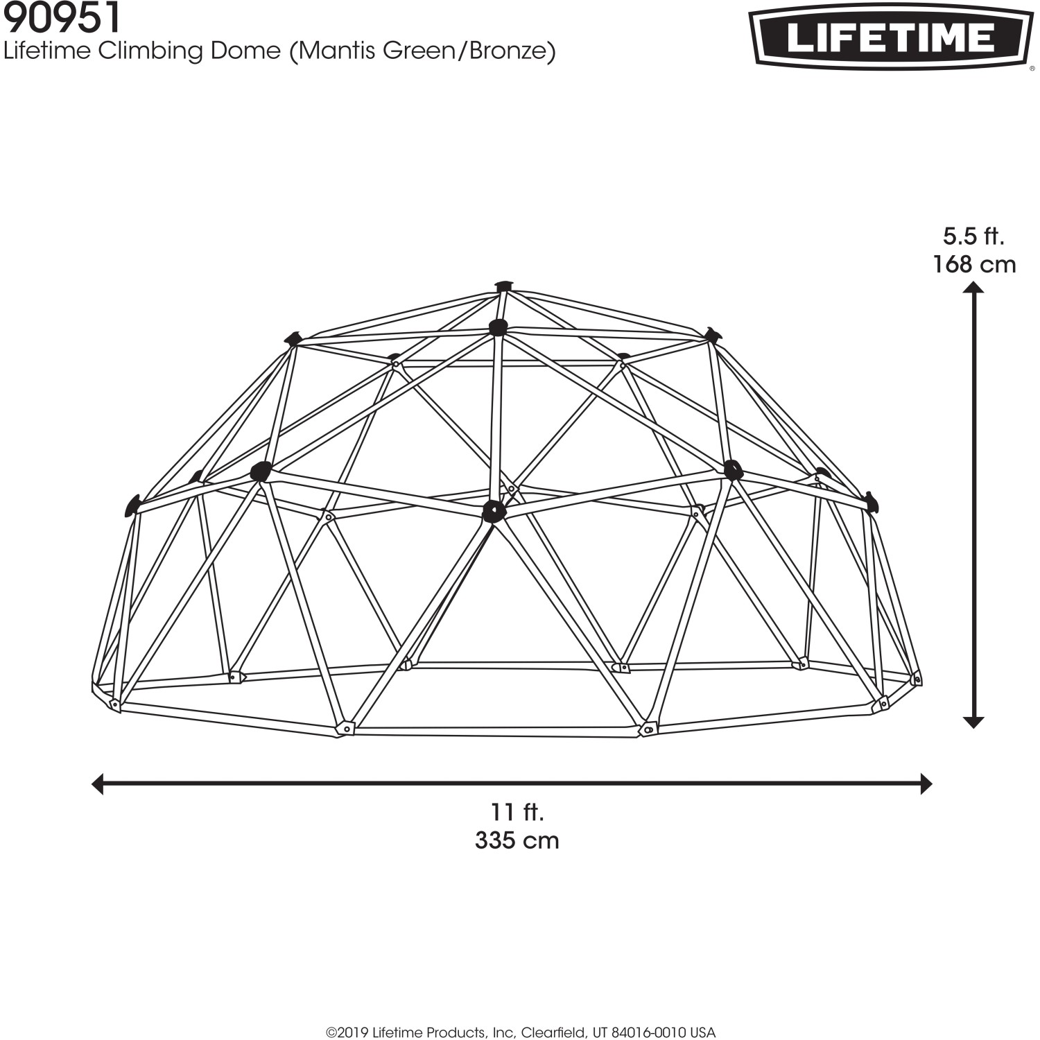 Lifetime Klettergerüst Geodome, 335 cm, für Spielplätze im Garten. Fördert die Motorik von Kindern.