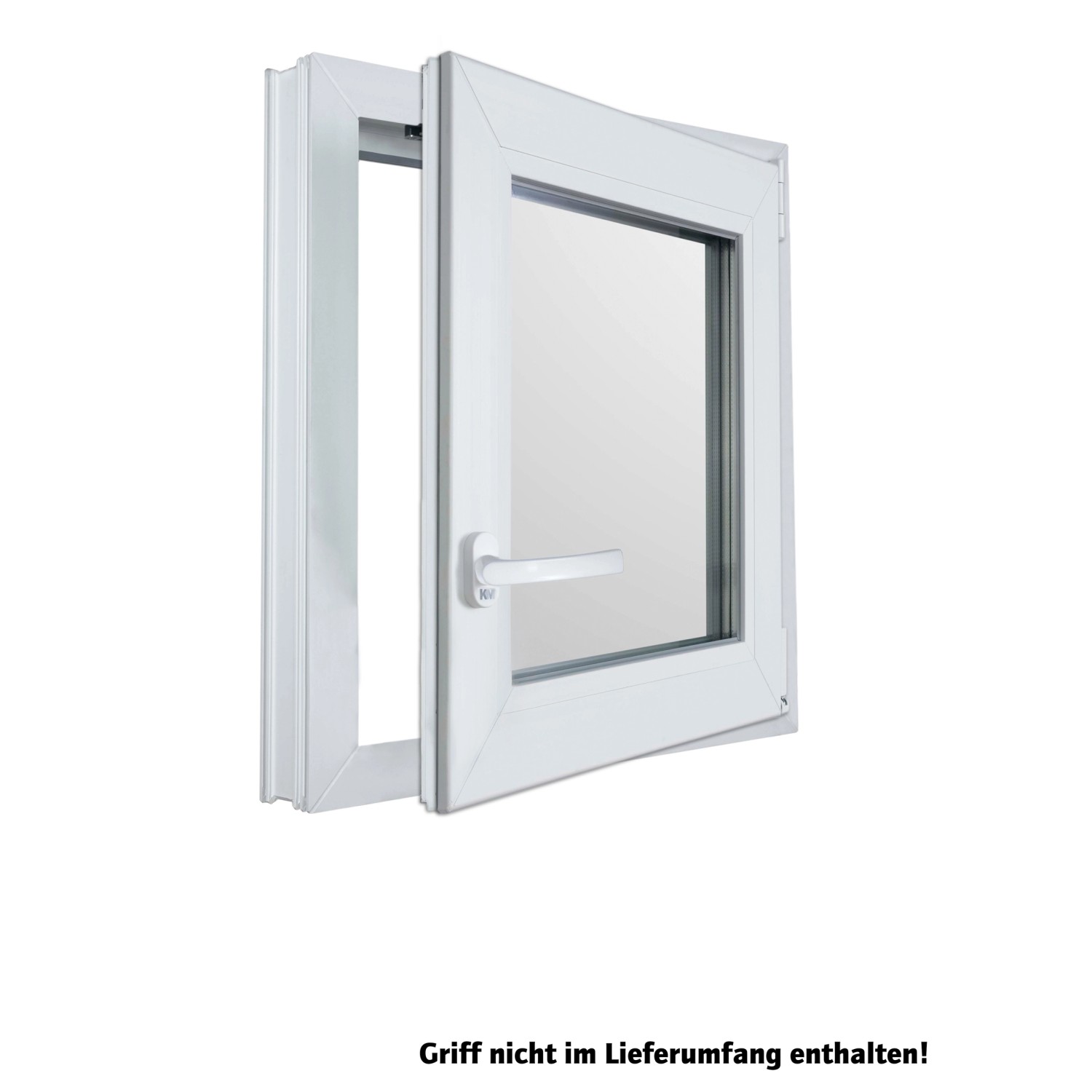 Offenes, weißes Kunststofffenster CL7, 100x50 cm, DIN rechts, mit 3-fach Wärmeschutzglas.