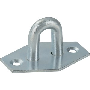 Leicht verzinkte Ösenplatte, 45x31x2 mm, für Torverschlüsse und Befestigungen.