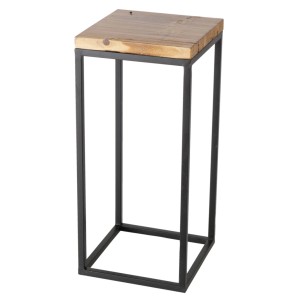 Kleiner Boltze Tisch Burano, 25x55 cm, braune Holzplatte, schwarzes Metallgestell. Dekorative Figur.