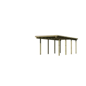 Karibu Einzelcarport Eco aus Holz mit PVC-Dachplatten.