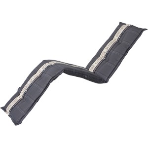 Graue Madison Gartenliegenauflage, ca. 190x65 cm, mit Schriftzug.