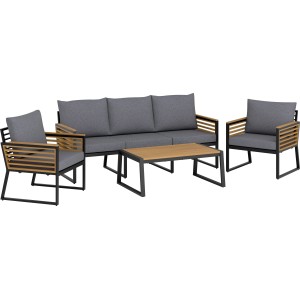 Loungegruppe Folkston 4-teilig Aluminium Akazie