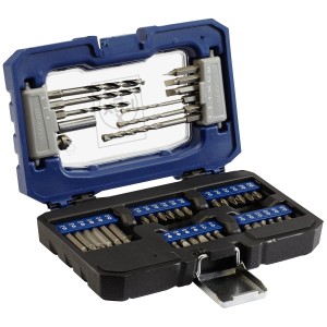 LUX Bohrer- und Bit-Set, 42-teilig, in blau-schwarzer Aufbewahrungsbox.