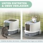 PawHut Katzenklo aus Kunststoff: Katze betritt unten, Katze verlässt oben. Geschlossene Katzentoilette mit zwei Eingängen.