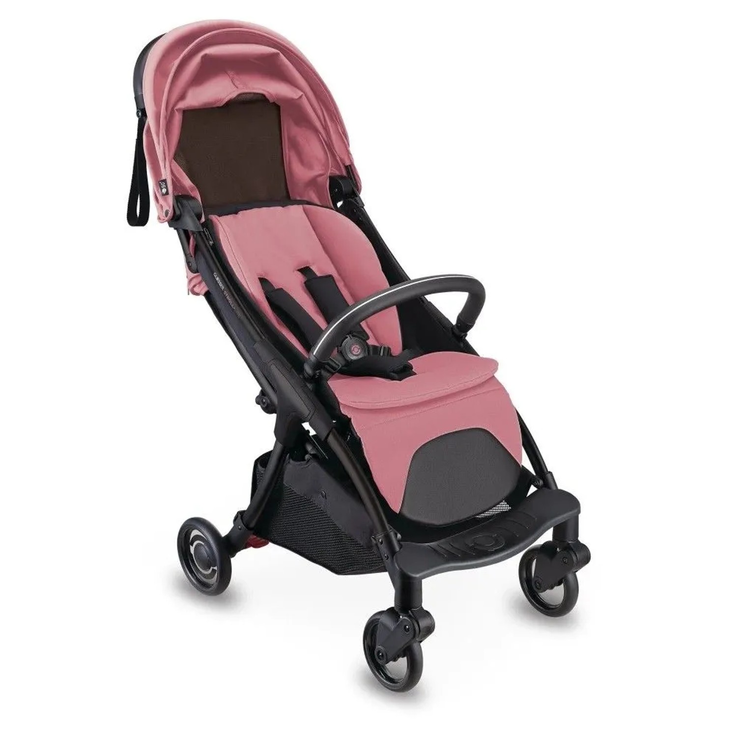 Rosa Globber Stroll Lite Buggy für Baby und Kleinkind. Leichtgewicht mit 1-Hand-Falt-Automatik und 5/6 Zoll Rädern.
