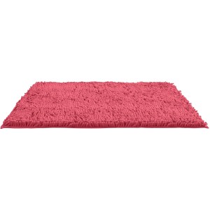 Wenko Badematte Chenille, 50x80 cm, Koralle. Weicher, korallfarbener Badteppich mit rutschfester Rückseite.