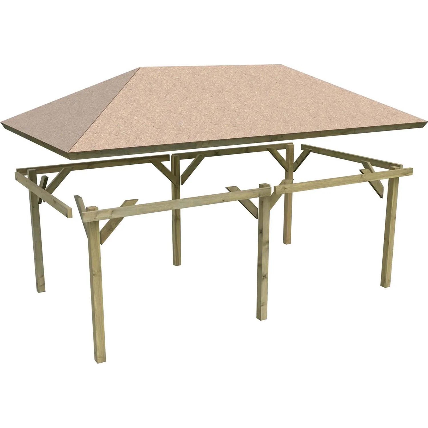 Karibu Pavillon Varberg 2 Set mit grünen Schindeln, Holzkonstruktion.
