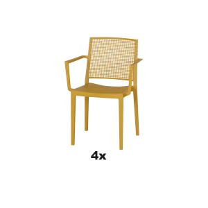 Siena Garden Stapelsessel-Set Square, 4-teilig, Mustard. Gartenstuhl aus Polypropylen.