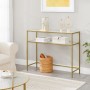 Vasagle Konsolentisch mit 2 Glasablagen und goldenem Metallrahmen, 100x80cm.