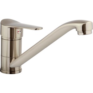 Einhebel-Küchenarmatur Bolzano in Edelstahl-Optik, schwenkbarer Auslauf.