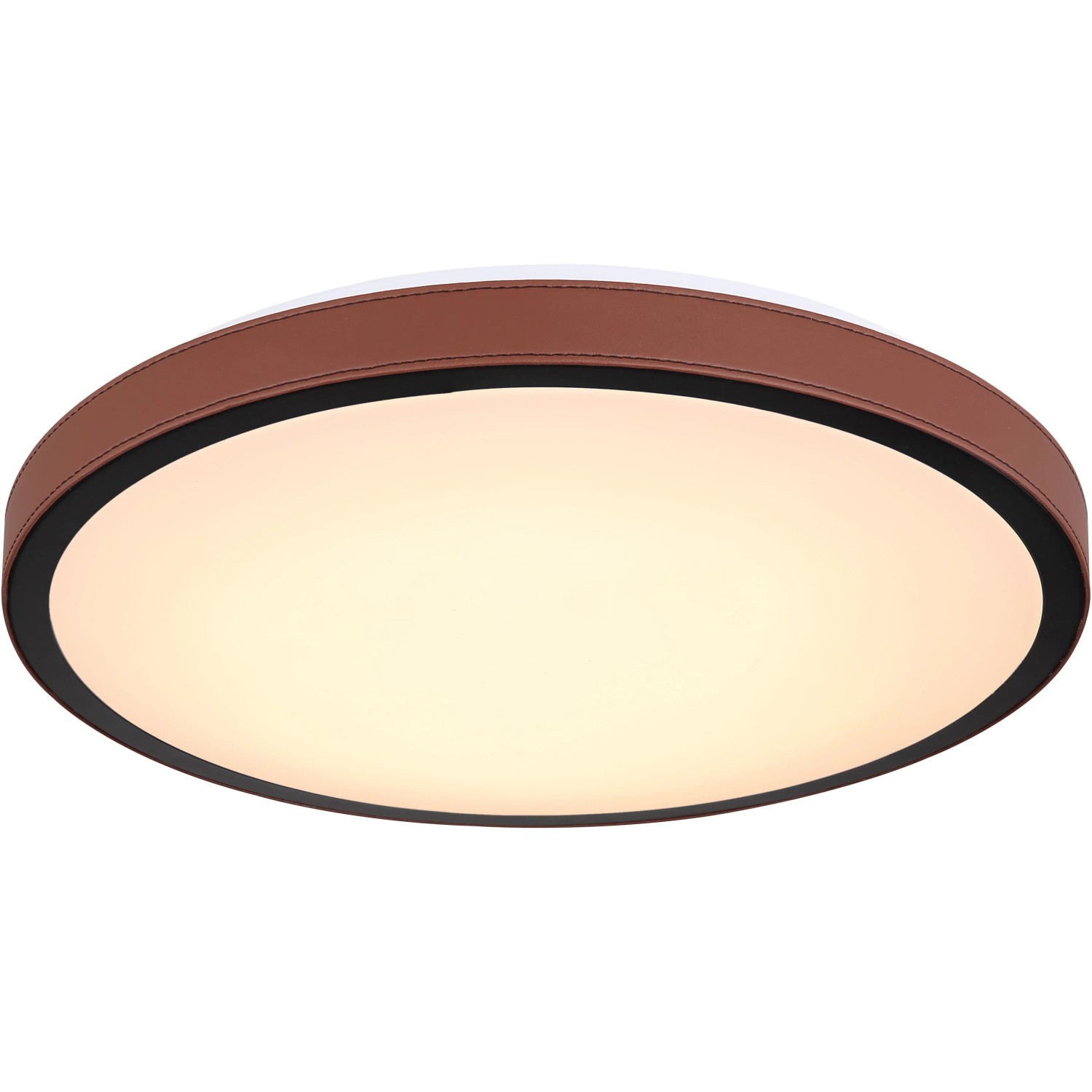 Moderne LED-Deckenleuchte Sammi in Braun-Weiß, 42 cm Durchmesser. Ideal für Wohnräume.