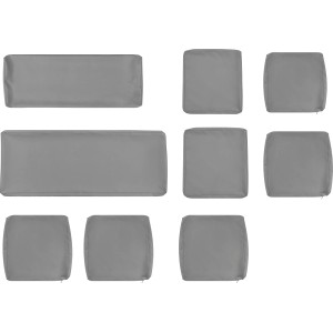 Graues Kissenbezug-Set (4-teilig) für OBI Loungegruppe Moonbeam. Ersatzbezüge für Bank, Stuhl und Hocker.