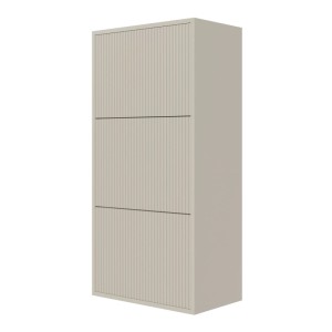 Selsey Schuhschrank Veldio, hängend, greige, 50 cm breit, mit drei geriffelten Fronten, matt.