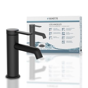 Schütte Waschtischarmatur Los Angeles, Schwarz Matt, mit Pop-Up Ablaufventil.
