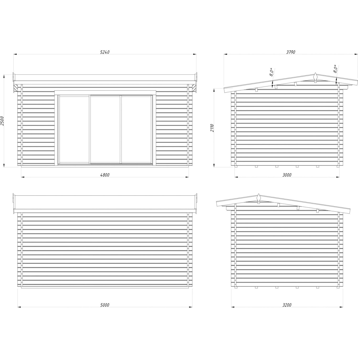 Palmako Gartenhaus Ines Slide Plus 480 x 300 cm Lackiert Hellgrau ...