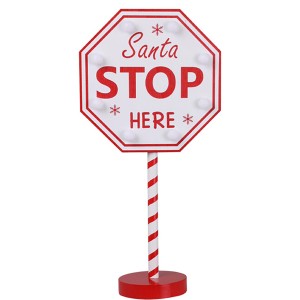 Weihnachts-Stoppschild mit LED-Beleuchtung, rot/weiß, 20x10x40cm, MDF, Weihnachtsdekoration.