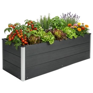 Floordirekt WPC Hochbeet Paros Extra Robust Alu-Eckpfosten Anthrazit 150 x 50 x 45 cm