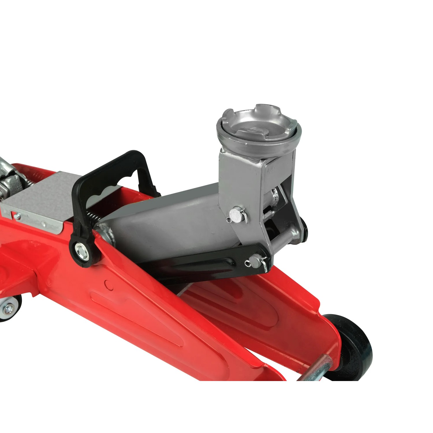 Apa Rangierwagenheber, 2.000 kg, rot/silber, mit Rollen und Tragegriff.