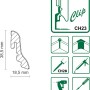 Profil und Montagehinweise für FN Neuhofer Sockelleiste FU018L Eiche, MDF, 18,5x38,5 mm.
