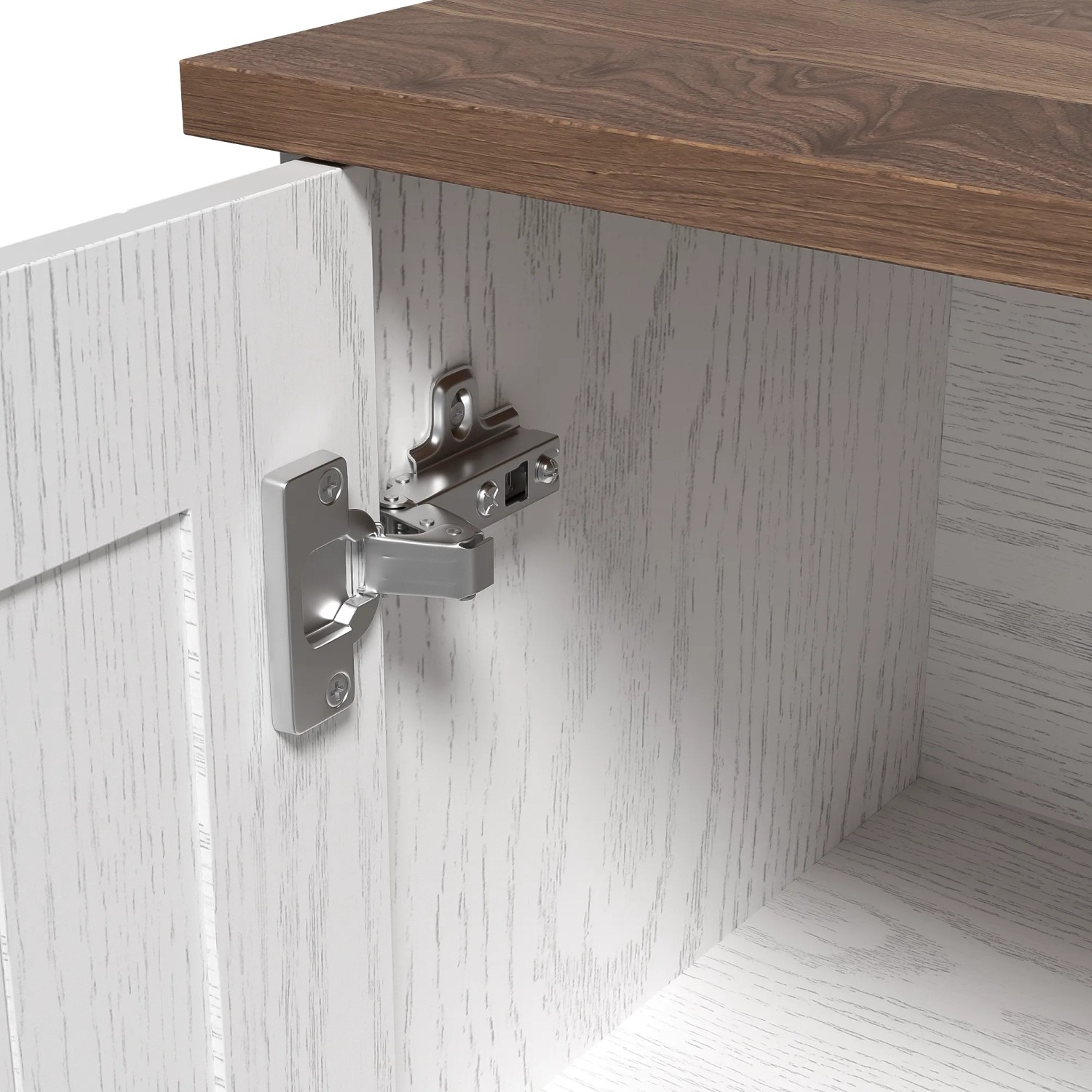 okwish Sideboard mit 2 Türen 2 Schubladen Wohnzimmer 140x40x79cm Weiß_6